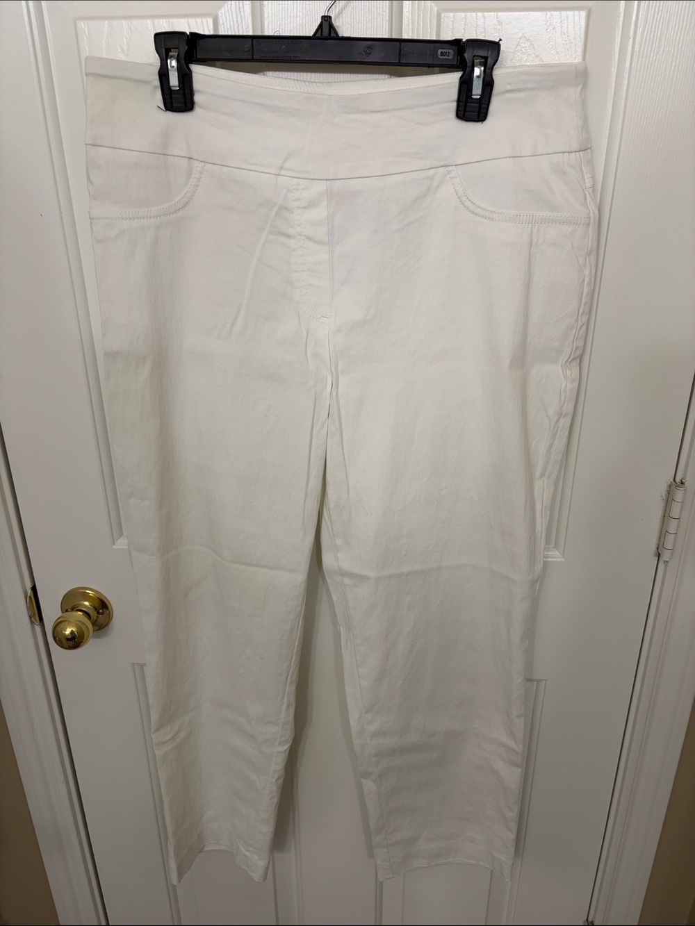 Ruby Rd. White Straight Leg Pull-On Pants, Size 16P